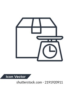 ilustración vectorial del logotipo del icono de pesaje. plantilla de símbolo de los paquetes de carga pesada para la colección de diseño gráfico y web