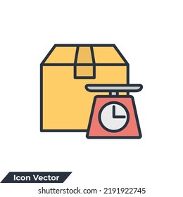 ilustración vectorial del logotipo del icono de pesaje. plantilla de símbolo de los paquetes de carga pesada para la colección de diseño gráfico y web