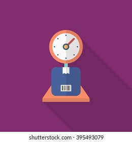 Weighing icon, Vector flat long shadow design. Shipping and logisticst concept.