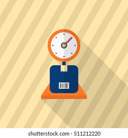 Weighing icon, Vector flat long shadow design. Shipping and logisticst concept.