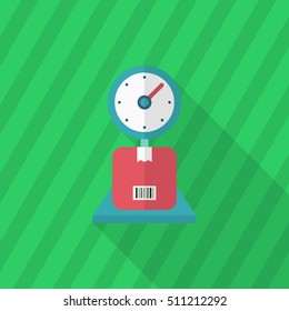 Weighing icon, Vector flat long shadow design. Shipping and logisticst concept.