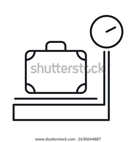 Weighing luggage icon represents the process of checking bag weight for travel preparations and airport procedures