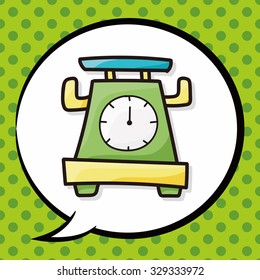 Weighing machine color doodle, speech bubble