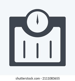 Weighing Machine Icon in trendy glyph style isolated on soft blue background