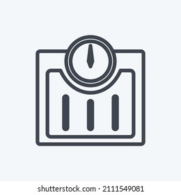 Weighing Machine Icon in trendy line style isolated on soft blue background