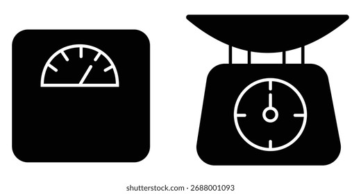 Ícone da máquina de pesagem. Design plano ícone de escala de peso. Ícone de escala de peso no plano de fundo branco.