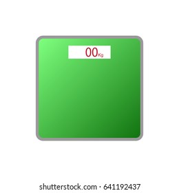 Weighing machine icon. Weight scale measure. Isolated. Flat design. Vector illustration. Green, white.