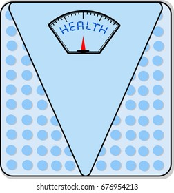 Weighing machine icon with the word health on the screen. vector illustration