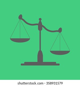 weighing machine. weighing machine on the green background. vector illustration.