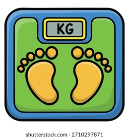 Ilustración vectorial del estilo del doodle de la escala de la máquina de pesaje en el fondo blanco