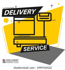 Weighing objects. Vector image of delivery service icon.