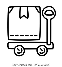 weighing of package shipping and delivery in doodle icons