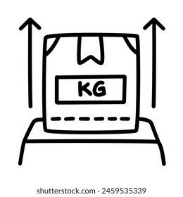 weighing of package shipping and delivery in doodle icons