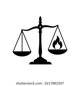 Weighing Risks Consequences Concept Scales Holding Fire Representing Conflict Resolution And Power Balance