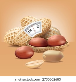 The weighing scale is attached to a peanut.