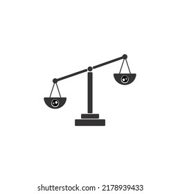 Weighing scale with eyes vector icon. Flat isolated sign.