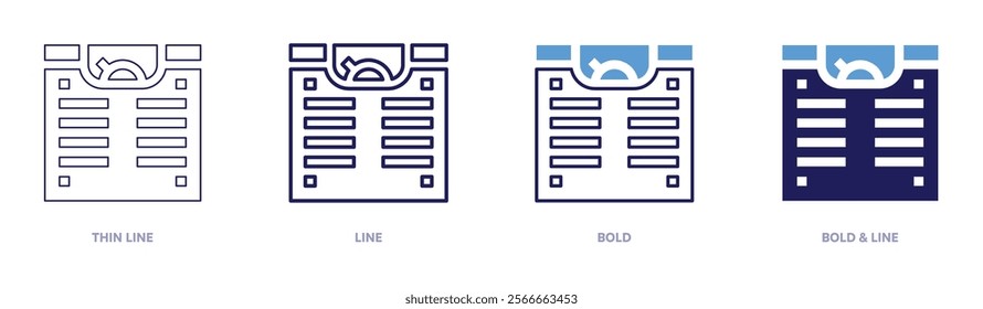 Weighing scale icon in 4 different styles. Thin Line, Line, Bold, and Bold Line. Duotone style. Editable stroke.