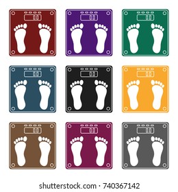Weighing scale icon in black style isolated on white background. Sport and fitness symbol stock vector illustration.