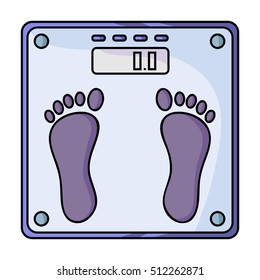 Weighing scale icon in cartoon style isolated on white background. Sport and fitness symbol stock vector illustration.