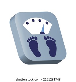 weighing scale icon with foot placement 3D illustration rendering.