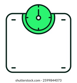 Weighing scale icon representing body weight tracking, fitness measurement, and health monitoring, editable stroke