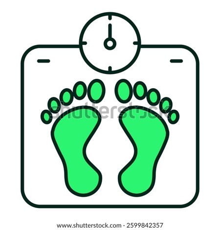 Weighing scale icon representing body weight measurement, fitness progress tracking, and weight management, editable stroke