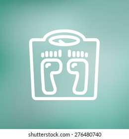 Weighing scale icon thin line for web and mobile, modern minimalistic flat design. Vector white icon on gradient mesh background.