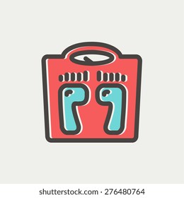Weighing scale icon thin line for web and mobile, modern minimalistic flat design. Vector icon with dark grey outline and offset colour on light grey background.