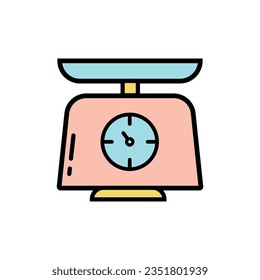 Weighing Scale Icon Vector Illustration. Weighing Scale Lineal Color Icon