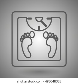 Weighing scale line icon for web, mobile and infographics. Vector dark grey icon isolated on light grey background
