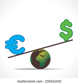 weighing scale on earth with dollar sign and euro isolated on white background stock vector