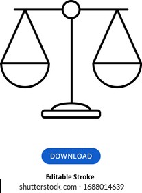 Weighing Scale.  Punishment Outline Vector Icon Flat Simple Element Illustration from Editable Business Concept Isolated Stroke. Balance icon. Simple element from audit collection.  Law scale icon.