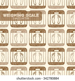 Weighing Scale seamless pattern. Vintage style, hand drawn pen and ink. Vector seamless pattern. Retro design element for electronics store packaging