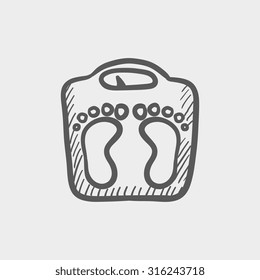 Weighing scale sketch icon for web, mobile and infographics. Hand drawn vector dark grey icon isolated on light grey background.