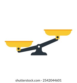 Weighing scales with gold plates - symbol of balance. Vector illustration.