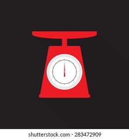 Weighing scales icon with long shadow, flat style - Vector