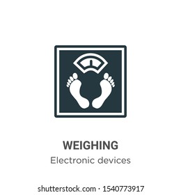 Weighing vector icon on white background. Flat vector weighing icon symbol sign from modern electronic devices collection for mobile concept and web apps design.