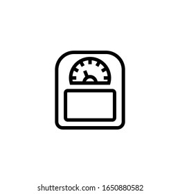 Weighing vector icon in outline, linear style isolated on white background