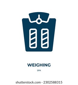 weighing vector icon. weighing, weigh, balance filled icons from flat spa concept. Isolated black glyph icon, vector illustration symbol element for web design and mobile apps