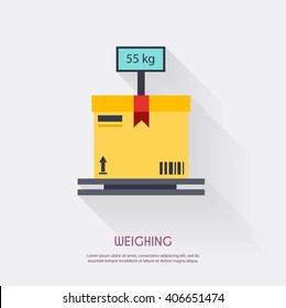 Weighing. Warehouse icons logistic blank and transportation, storage vector illustration.