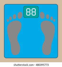 Weighing Yourself Icon With Digital Digit Weighing Apparatus.