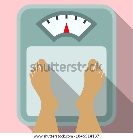 weighing yourself icon with long shadow. vector illustration on background color editable