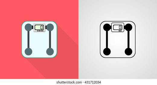 Weighing-machine sign icon vector set. Flat, solid