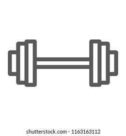 Weighlifting line icon, gym and sport, barbell sign, vector graphics, a linear pattern on a white background, eps 10.