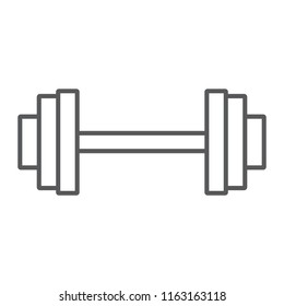 Weighlifting thin line icon, gym and sport, barbell sign, vector graphics, a linear pattern on a white background, eps 10.