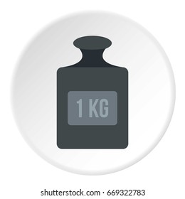 Weight 1 kg icon in flat circle isolated on white vector illustration for web