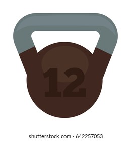 Weight with 12 kg in brown and grey colors isolated