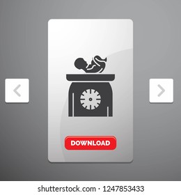 weight, baby, New born, scales, kid Glyph Icon in Carousal Pagination Slider Design & Red Download Button
