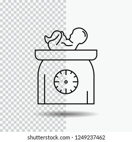 weight, baby, New born, scales, kid Line Icon on Transparent Background. Black Icon Vector Illustration