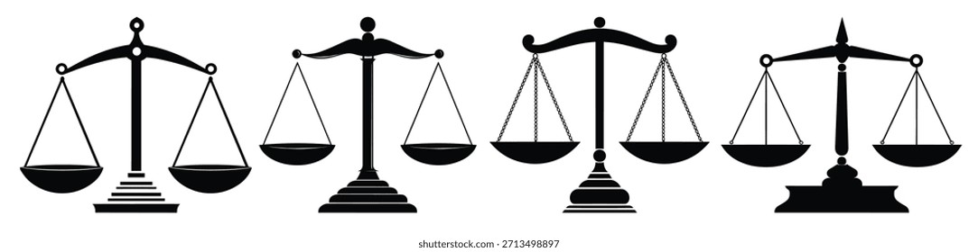 Balance de peso Escala Silueta Vector Paquete Balanza de haz